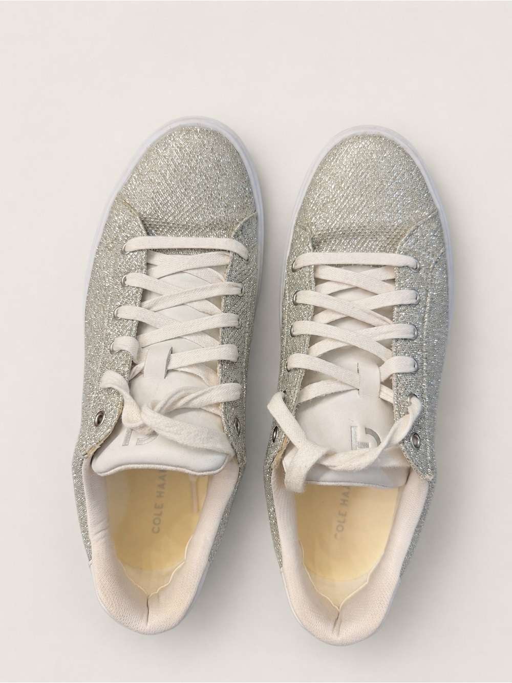 Cole Haan Silver Glitter Lace-Up Sneakers for Women